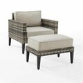 Claustro Prescott Outdoor Wicker Armchair Set - Armchair & Ottoman, Taupe & Brown - 2 Piece CL3043567